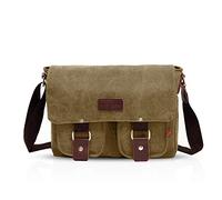 FANDARE Neu Retro Messenger Bag Umhängetasche Schultertasche 14 Zoll Laptoprucksäcke Herren Tasche Kuriertasche Multifunktions Canvas Braun