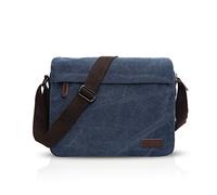 FANDARE New Umhängetasche Herren 9.7-Zoll-Laptop Studenten Reisen Postbote Crossbody Bag Große Kapazität Multi-Tasche Verschleißfest Leinwand Blau B