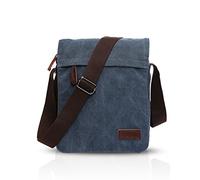 FANDARE New Umhängetasche Herren Studenten Reisen Postbote Crossbody Bag Große Kapazität Multi-Tasche Verschleißfest Leinwand Blau A