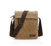 FANDARE New Umhängetasche Herren Studenten Reisen Postbote Crossbody Bag Große Kapazität Multi-Tasche Verschleißfest Leinwand Braun A