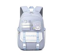 FANDARE Niedlich Kinderrucksack Schulranzen Mädchen Junge Schulrucksack Büchertaschen für Grund-, Mittel- und Oberschüler Rucksack Hochschule Schultertasche Reisen Schule Daypacks Grau Blau