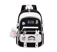 FANDARE Niedlich Kinderrucksack Schulranzen Mädchen Junge Schulrucksack Büchertaschen Rucksack Hochschule Schultertasche für Outdoor Reisen Schule Daypacks mit Gepäckfixierungsgurt Schwarz