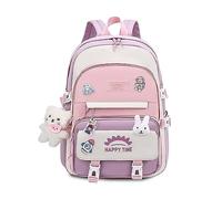 FANDARE Niedlich Kinderrucksack Schulranzen Mädchen Junge Schulrucksack Büchertaschen Rucksack Hochschule Schultertasche für Outdoor Reisen Schule Daypacks mit Gepäckfixierungsgurt Rosa