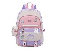 FANDARE Niedlich Kinderrucksack Schulranzen Mädchen Junge Schulrucksack Büchertaschen Rucksack Hochschule Schultertasche für Outdoor Reisen Schule Daypacks mit Gepäckfixierungsgurt Lila