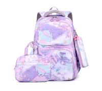 FANDARE Niedlich Kinderrucksack Schulranzen Mädchen Junge Schulrucksack mit Lunchpaket & Mäppchen Büchertaschen Rucksack Schultertasche für Outdoor Reisen Schule DaypacksLila