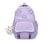 FANDARE Niedlich Schulranzen Mädchen Hochschule Rucksack Junge Schulrucksack Schultertaschen Laptop Schultertasche für Uni Reisen Freizeit Schule Büro Daypacks mit Plüsch-Accessoires Dunkelviolett