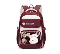 FANDARE Niedlicher 35L Schulrucksack mit Cartoon-Muster für Teens & Schüler - Täglicher Schulranzen Daypack Schulrucksäcke für Jungen & Mädchen (6-14 Jahre) mit Kuscheliger Plüsch-AnhängerRot