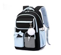 FANDARE Niedlicher Bow-knot Rucksack für Mädchen Teenager Leichter Schulrucksack Schulranzen mit Laptopfach Plüschlüsselanhänger für Schule, Uni und Reisen Tagesrucksäcke Schwarz Blau