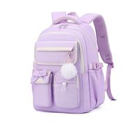 FANDARE Niedlicher Bow-knot Rucksack für Mädchen Teenager Leichter Schulrucksack Schulranzen mit Laptopfach Plüschlüsselanhänger für Schule, Uni und Reisen TagesrucksäckeLila