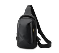 FANDARE Praktische Brusttasche für Stadt Herren Crossbody Umhängetasche Moderner Slingbag Urban Messenger-Bags Schultertaschen mit USB Bodybag Brustbeutel für Reise Schule Wandern Nylon Schwarz
