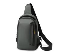 FANDARE Praktische Brusttasche für Stadt Herren Crossbody Umhängetasche Moderner Slingbag Urban Messenger-Bags Schultertaschen mit USB Bodybag Brustbeutel für Reise Schule Wandern Nylon Grün