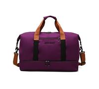 FANDARE Reisetaschen Handgepäck Duffel Tasche Sporttasche Übernachtung Sporttasche Tote Handtasche Damen Herren Weekender Tasche Kliniktasche Schwimmtasche Trainingstasche mit Schuhfach Dunkelviolett