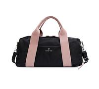 FANDARE Reisetaschen Handgepäck Sporttasche Übernachtung Sporttasche Handtasche Damen Herren Weekender Kliniktasche Schwimmtasche Trainingstasche mit Nass Trockentrenntasche & Schuhfach Schwarz Rosa