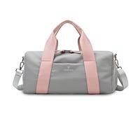FANDARE Reisetaschen Handgepäck Sporttasche Übernachtung Sporttasche Handtasche Damen Herren Weekender Kliniktasche Schwimmtasche Trainingstasche mit Nass Trockentrenntasche & Schuhfach Graues Rosa