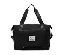 FANDARE Reisetaschen Handgepäck Tasche Faltbare Sporttasche Übernachtung Tote Handtasche Damen Herren Weekender Tasche Kliniktasche Schwimmtasche Trainingstasche mit Schuhfach Schwarz
