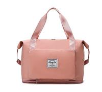 FANDARE Reisetaschen Handgepäck Tasche Faltbare Sporttasche Übernachtung Tote Handtasche Damen Herren Weekender Tasche Kliniktasche Schwimmtasche Trainingstasche mit Schuhfach Rosa B