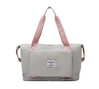 FANDARE Reisetaschen Handgepäck Tasche Faltbare Sporttasche Übernachtung Tote Handtasche Damen Herren Weekender Tasche Kliniktasche Schwimmtasche Trainingstasche mit Schuhfach Graues Rosa