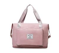 FANDARE Reisetaschen Handgepäck Tasche Faltbare Sporttasche Übernachtung Tote Handtasche Damen Herren Weekender Tasche Kliniktasche Schwimmtasche Trainingstasche mit Schuhfach Rosa A