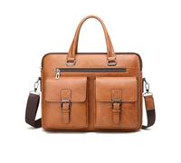 FANDARE Retro Aktentasche Herren Britischer Stil Büro Tasche Klassisches Leder Umhängetasche für 14-Zoll-Laptops Dokumententasche Mappe mit Mehreren Fächern für Reisen Messenger Bag Hellbraun