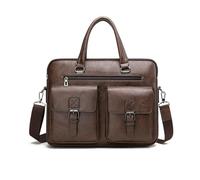 FANDARE Retro Aktentasche Herren Britischer Stil Büro Tasche Klassisches Leder Umhängetasche für 14-Zoll-Laptops Dokumententasche Mappe mit Mehreren Fächern für Reisen Messenger Bag Dunkelbraun
