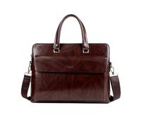 FANDARE Retro Aktentasche Herren Büro-Tasche klassisches Leder mit Holzmaserung Umhängetasche für 12,9-Zoll-Laptops Dokumententasche Mappe mit Mehreren Fächern für Reisen Messenger Bag Dunkelbraun