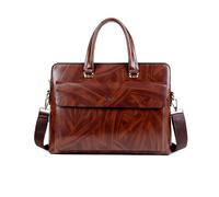 FANDARE Retro Aktentasche Herren Büro-Tasche klassisches Leder mit Holzmaserung Umhängetasche für 12,9-Zoll-Laptops Dokumententasche Mappe mit Mehreren Fächern für Reisen Messenger Bag Hellbraun