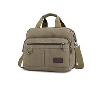 FANDARE Retro Aktentasche Herren Canvas Büro-Tasche Umhängetasche für 12,9-Zoll-Laptops Dokumententasche Mappe mit mehreren Fächern für Reisen Beruf Berufstätige & Geschäftsleute Messenger Bag Grün