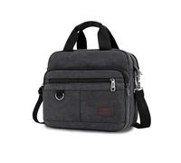 FANDARE Retro Aktentasche Herren Canvas Büro-Tasche Umhängetasche für 12,9-Zoll-Laptops Dokumententasche Mappe mit mehreren Fächern für Reisen Beruf Berufstätige & Geschäftsleute Messenger Bag Schwarz