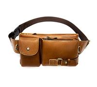 FANDARE Retro Bauchtasche Brusttasche Gürteltasche Hüfttasche Sport Leder Sling Bag Umhängetaschen Herren Schultertasche Wasserresistent Crossover Daypacks für Outdoor Reisen Crossbody Pack Braun D