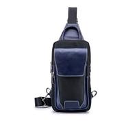 FANDARE Retro Brusttasche Herren Leder Umhängetasche Männerhandtasche Sling Bag Schultertasche Herren-Schultertaschen für Outdoor Sport Wandern Radfahren Reisen Arbeit Crossbody Bag Blau Schwarz