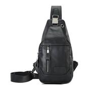 FANDARE Retro Brusttasche Herren Schultertasche Leder Herrentasche Umhängetasche Bodybag Brustbeutel Sling Chest Bag Crossbody Pack Geschäft Tagesrucksäcke für Freien Reisen Wandern Joggen Schwarz
