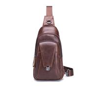 FANDARE Retro Brusttasche Leder Schultertasche Herren Sling Bag Geschäft Chest Bag Wasserdicht Umhängetasche für Schultertasche Outdoor Sport Wandern Radfahren Reisen Sling Crossbody Bag Braun