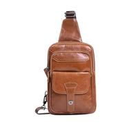 FANDARE Retro Brusttasche Leder Sling Bag Herren Umhängetaschen Schultertasche Wasserresistent Crossover Rucksack Daypacks für Männer Outdoor Reisen Camping Wanderrucksäcke Crossbody PackBraun