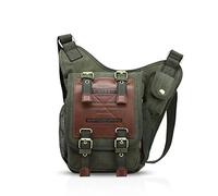 FANDARE Retro Brusttasche Leinwand Umhängetasche Herren Sporttasche Rucksack Schultertasche Daypacks Grosse Sling Bag für Outdoor Reisen Wandern Radfahren Bergsteigen Reisen Dauerhaft Grün