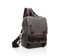 FANDARE Retro Brusttasche Sling Bag Herren Rucksack Damen Schulranzen Leinwand Schulrucksack Schultertasche Umhängetasche Rucksack Sporttasche für Schule Freizeit Reise Business Joggen