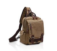 FANDARE Retro Brusttasche Sling Bag Herren Rucksack Damen Schulranzen Leinwand Schulrucksack Schultertasche Umhängetasche Rucksack Sporttasche für Schule Freizeit Reise Business Joggen