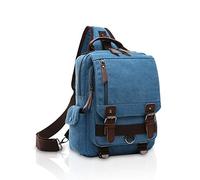 FANDARE Retro Brusttasche Sling Bag Herren Rucksack Damen Schulranzen Leinwand Schulrucksack Schultertasche Umhängetasche Rucksack Sporttasche für Schule Freizeit Reise Business Joggen