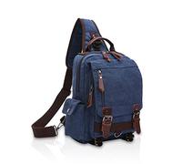 FANDARE Retro Brusttasche Sling Bag Herren Rucksack Damen Schulranzen Leinwand Schulrucksack Schultertasche Umhängetasche Rucksack Sporttasche für Schule Freizeit Reise Business Joggen