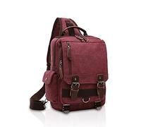 FANDARE Retro Brusttasche Sling Bag Herren Rucksack Damen Schulranzen Leinwand Schulrucksack Schultertasche Umhängetasche Rucksack Sporttasche für Schule Freizeit Reise Business Joggen