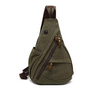 FANDARE Retro Brusttasche Sling Bag Herren Rucksack Damen Schulranzen Schulrucksack Schultertasche Umhängetasche Rucksack Sporttasche für Schule Freizeit Reise Business Joggen Grün