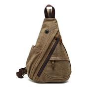 FANDARE Retro Brusttasche Sling Bag Herren Rucksack Damen Schulranzen Schulrucksack Schultertasche Umhängetasche Rucksack Sporttasche für Schule Freizeit Reise Business Joggen Braun