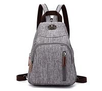 FANDARE Retro Brusttasche Sling Bag Klein Rucksack Schulranzen Umhängetasche Schulrucksack Sporttasche für Damen Herren Pendeln Schule Freizeit Reise Daypacks Dauerhaft Polyester Grau