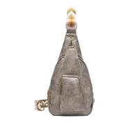 FANDARE Retro Damen Brusttasche Mädchen Sling Bag - Modische Crossbody Umhängetasche mit verstellbarem Gurt, Schultertasche aus PU Leder mit Mehreren Fächern für Reisen, Einkaufen Grau