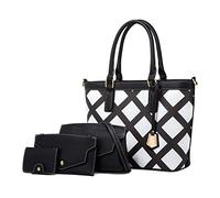 FANDARE Retro Damen-Henkeltaschen 4-teiliges Set Schultertaschen Wasserdicht Handtasche PU-Leder Umhängetaschen für Reisen Einkaufen Arbeiten Verabreden