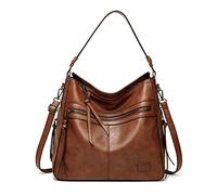 FANDARE Retro Handtaschen Damen Schultertasche Umhängetasche Wasserdicht PU Leder Frauen Quaste Tragetasche für 12.9 Zoll Laptoptasche Büro Schule Pendeln Reisen Arbeitstasche Braun