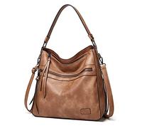 FANDARE Retro Handtaschen Damen Schultertasche Umhängetasche Wasserdicht PU Leder Frauen Quaste Tragetasche für 12.9 Zoll Laptoptasche Büro Schule Pendeln Reisen Arbeitstasche Khaki