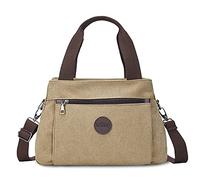 FANDARE Retro Handtaschen Leinwand Schultertasche Damen Umhängetasche Frauen Crossbody Messenger Bag Shopper Reisen Arbeitstasche Khaki