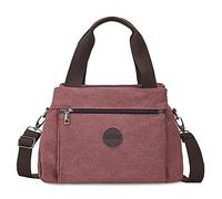 FANDARE Retro Handtaschen Leinwand Schultertasche Damen Umhängetasche Frauen Crossbody Messenger Bag Shopper Reisen Arbeitstasche Rot