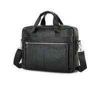 FANDARE Retro Herren Aktentasche Business Leder Laptoptasche 14 Zoll Wasserdicht Schultertasche Messenger Bag Laptop Tasche Notebook Umhänge Aktenkoffer für College Büro Arbeit Frauen Männer Schwarz