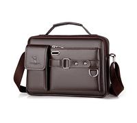 FANDARE Retro Laptop Handtasche Herren Business Aktentasche PU Leder Arbeitstasche Umhängetasche Henkeltaschen Schultertaschen für Reise Büro Reisen Schule Wasserdicht Messenger Bag Braun